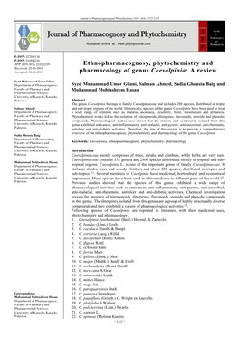 Ethnopharmacognosy, Phytochemistry and Pharmacology of Genus