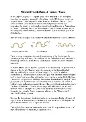Mithraic Symbols Decoded - Serpent / Snake