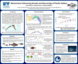 Mechanisms Influencing Growth and Size-At-Age of Pacific Halibut Jane Sullivan1, Gordon Kruse1, and Steven Martell2