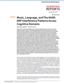 Music, Language, and the N400: ERP Interference Patterns Across Cognitive Domains Nicole Calma-Roddin1,3 ✉ & John E