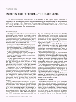 In Defense of Freedom-The Early Years