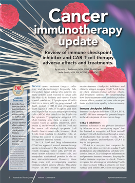 Immunotherapy Update Review of Immune Checkpoint Inhibitor and CAR T-Cell Therapy Adverse Effects and Treatments