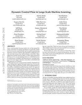 Dynamic Control Flow in Large-Scale Machine Learning