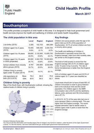 Child Health Profile Southampton