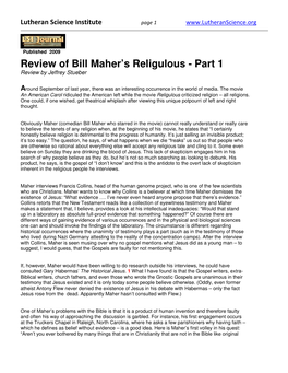 Review of Bill Maher's Religulous