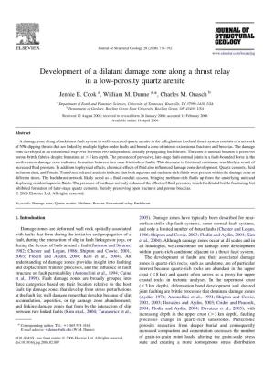 Development of a Dilatant Damage Zone Along a Thrust Relay in a Low-Porosity Quartz Arenite