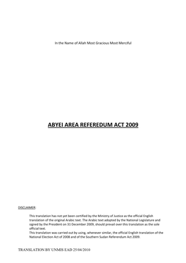 Abyei Area Referedum Act 2009