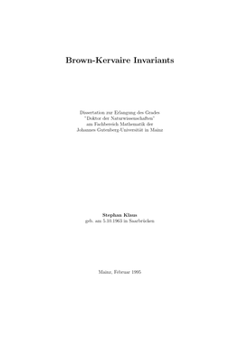 Brown-Kervaire Invariants