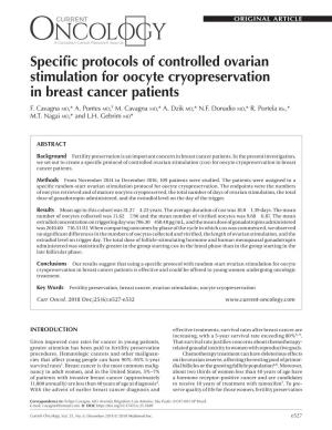 Specific Protocols of Controlled Ovarian Stimulation for Oocyte Cryopreservation in Breast Cancer Patients