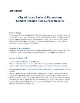 City of Lacey Parks & Recreation Comprehensive Plan Survey Results