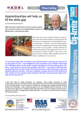 Apprenticeships Will Help Us Fill the Skills Gap by Gordon Birtwistle, Burnley MP