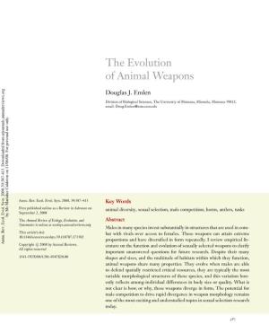 The Evolution of Animal Weapons