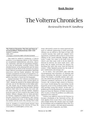 The Volterra Chronicles Reviewed by Irwin W