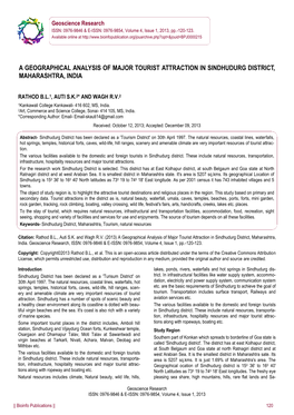 A Geographical Analysis of Major Tourist Attraction in Sindhudurg District, Maharashtra, India