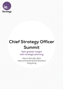 Chief Strategy Officer Summit Gain Greater Insight with Strategic Planning