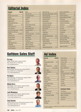 Editorial Index Golfdom Sales Staff Ad Index