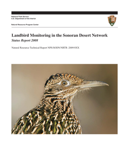 Landbird Monitoring in the Sonoran Desert Network Status Report 2008