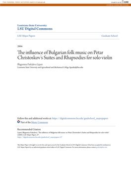 The Influence of Bulgarian Folk Music on Petar Christoskov's Suites And