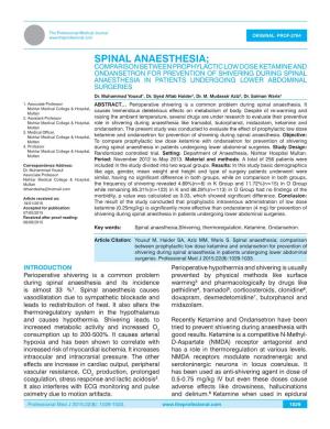 Spinal Anaesthesia;