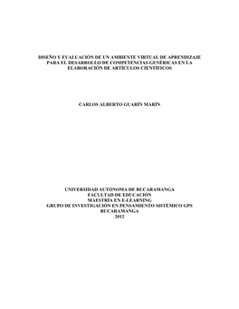 Diseño Y Evaluación De Un Ambiente Virtual De Aprendizaje Para El Desarrollo De Competencias Genéricas En La Elaboración De Artículos Científicos