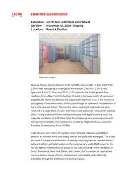 The Los Angeles County Museum of Art (LACMA) Presents Do Ho Suh: 348 West 22Nd Street Showcasing a Recent Gift to the Museum