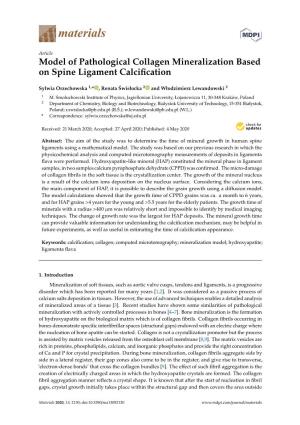 Model of Pathological Collagen Mineralization Based on Spine Ligament Calciﬁcation