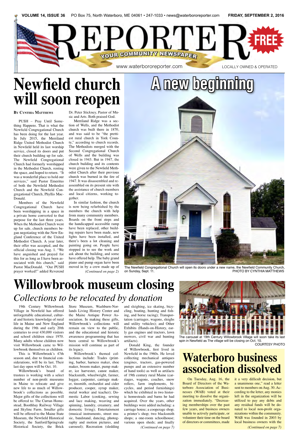 Newfield Church Will Soon Reopen