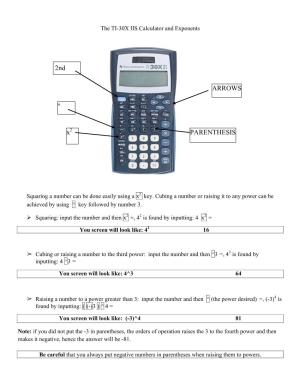 The TI-30X IIS Calculator and Exponents
