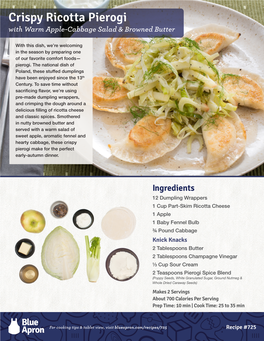 Crispy Ricotta Pierogi with Warm Apple-Cabbage Salad & Browned Butter