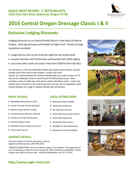 2016 Central Oregon Dressage Classic I & II
