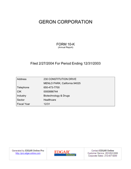 Geron Corporation