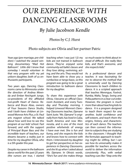 OUR EXPERIENCE with DANCING CLASSROOMS by Julie Jacobson Kendle
