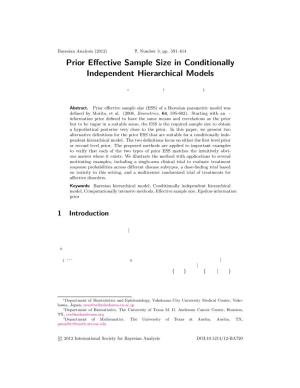 Prior Effective Sample Size in Conditionally Independent