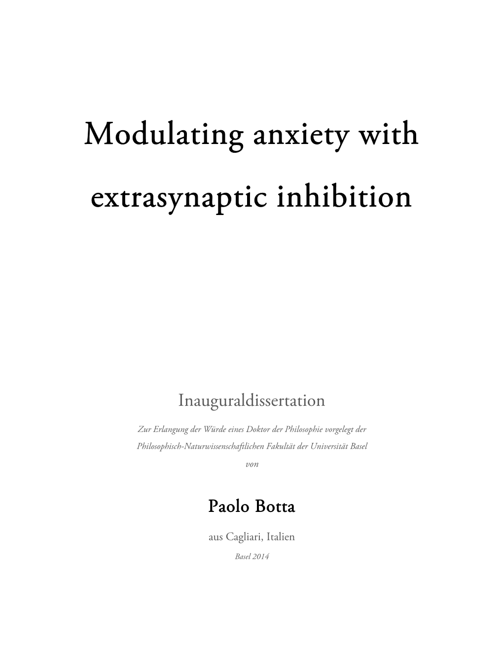 Modulating Anxiety with Extrasynaptic Inhibition