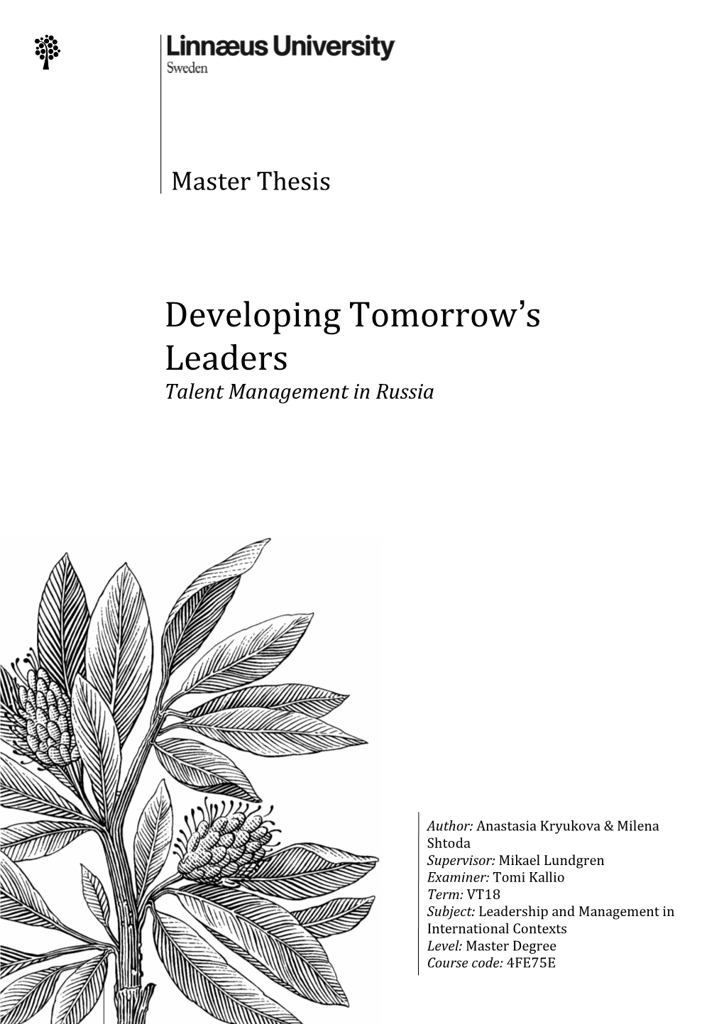 Developing Tomorrow's Leaders