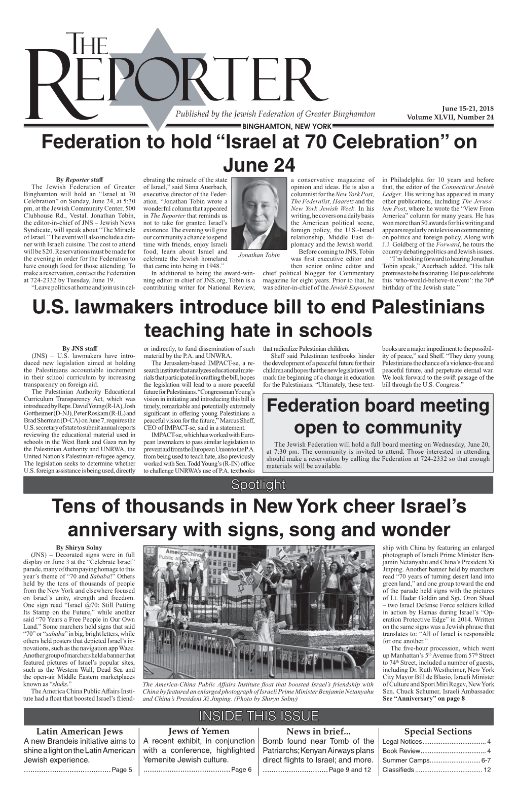 Federation to Hold “Israel at 70 Celebration” on June 24 Tens Of