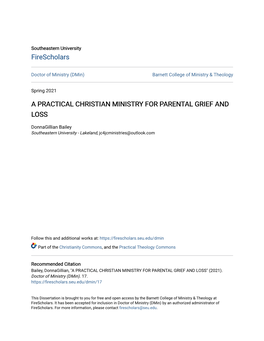 A Practical Christian Ministry for Parental Grief and Loss