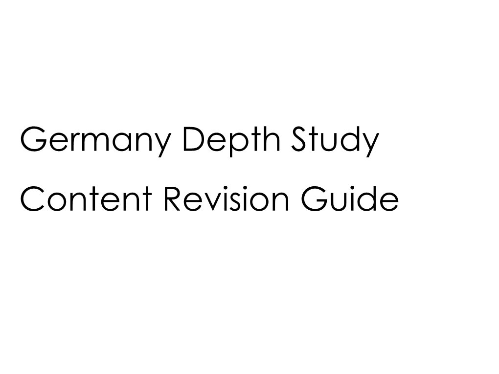 Germany Depth Study Content Revision Guide 1