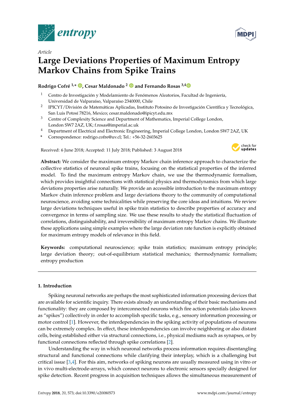 Large Deviations Properties of Maximum Entropy Markov Chains from Spike Trains