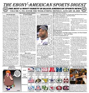 The Ebony-American Sports Digest the BEST & MOST VARIETY in BLACK-AMERICAN SPORTS NEWS VOLUME V, NO