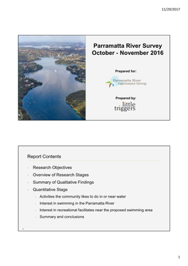 Parramatta River Survey October - November 2016
