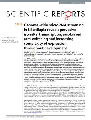 Genome-Wide Microrna Screening in Nile Tilapia Reveals