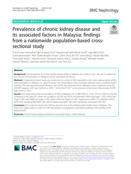 Prevalence of Chronic Kidney Disease and Its Associated Factors in Malaysia
