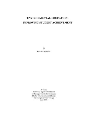 Environmental Education: Improving Student Achievement