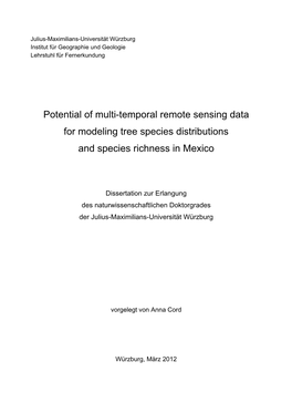 Potential of Multi-Temporal Remote Sensing Data for Modeling Tree Species Distributions and Species Richness in Mexico