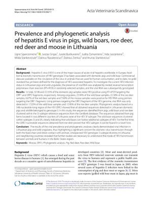 Prevalence and Phylogenetic Analysis of Hepatitis E Virus in Pigs, Wild