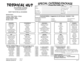 2017 Hut 5 Package Menu