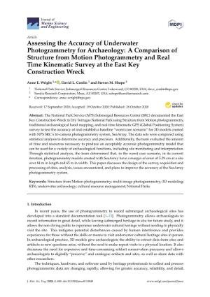 Assessing the Accuracy of Underwater Photogrammetry for Archaeology