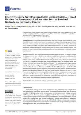 Effectiveness of a Novel Covered Stent Without External Thread Fixation for Anastomotic Leakage After Total Or Proximal Gastrectomy for Gastric Cancer