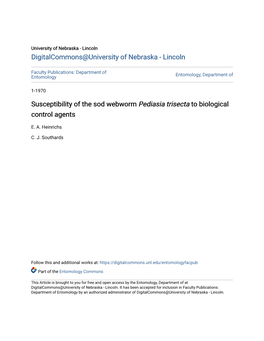 Susceptibility of the Sod Webworm Pediasia Trisecta to Biological Control Agents